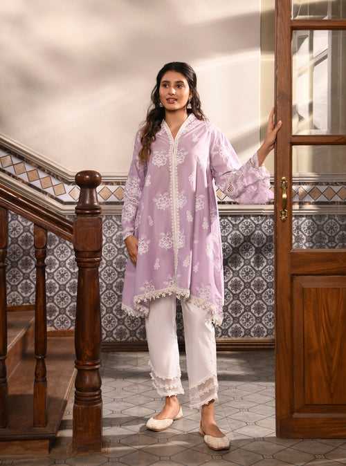 Mulmul Cotton Azara Lilac Kurta