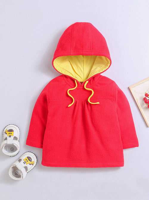 Polar-Fleece Red Hoodie Sweatshirt For Unisex Baby