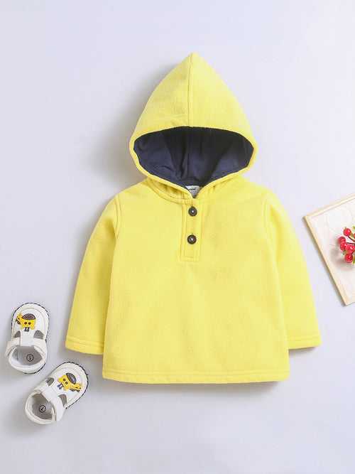 Polar-Fleece Yellow Hoodie Sweatshirt For Unisex Baby