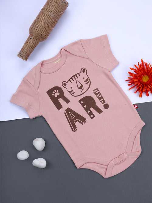 Short Sleeves Light Pink Color Bodysuit For Baby Boys.