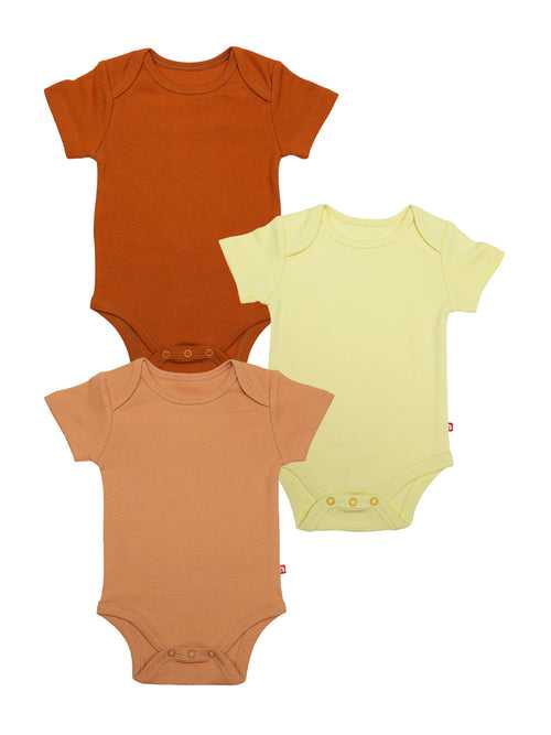 Short Sleeves Multi-Color Pack Of 3 Bodysuit For Unisex Baby