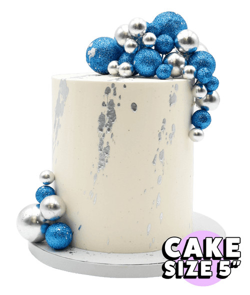 White, Silver and Blue Cake
