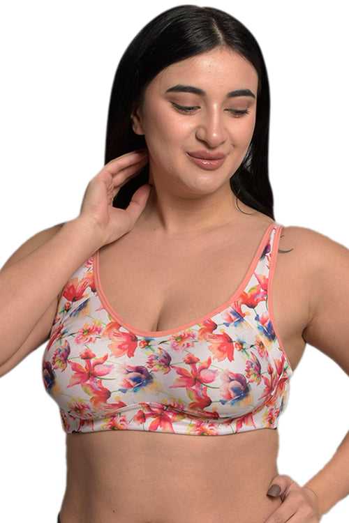 Plus Size peach Organic Cotton Bamboo Non Padded Support bra