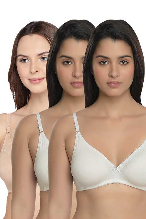 Organic Cotton Antimicrobial Seamless Triangular Bra with Supportive Stitch (Pack of 3)-ISB099-_M.White_M.White_Skin-