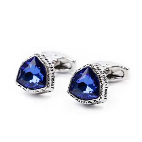 Yellow Chimes Exclusive Collection Blue Crystal Stainless Steel Cuff Links for Men (Blue)
