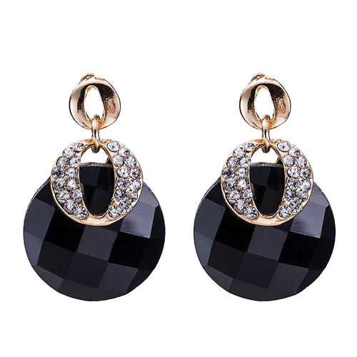 Yellow Chimes Black Crystal Drop Earrings for Women and Girls