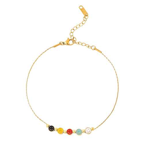 Yellow Chimes Anklets for Women and Girls Fashion Golden Anklets for Women | Gold Plated Smiley Face Anklets Payal for Women | Birthday Gift For Girls & Women Anniversary Gift for Wife
