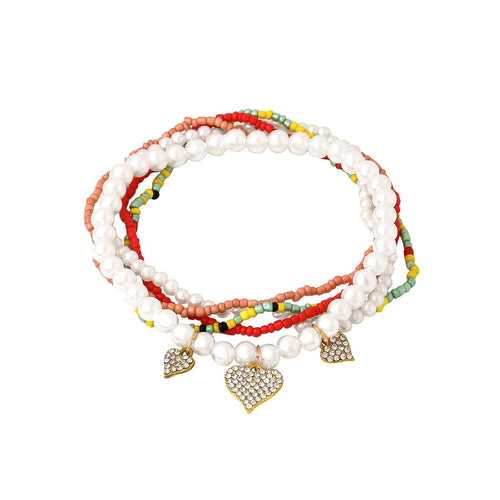 Yellow Chimes Anklets for Women and Girls Fashion Multicolor Anklets for Women | Boho Multilayer Handmade Beaded Heart Charm Anklets Payal for Women | Birthday Gift For Girls & Women