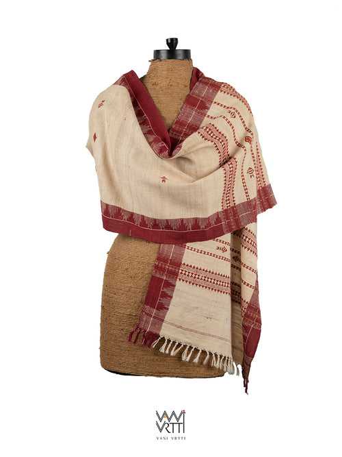 Tussar Madder Red Fish Kotpad Stole