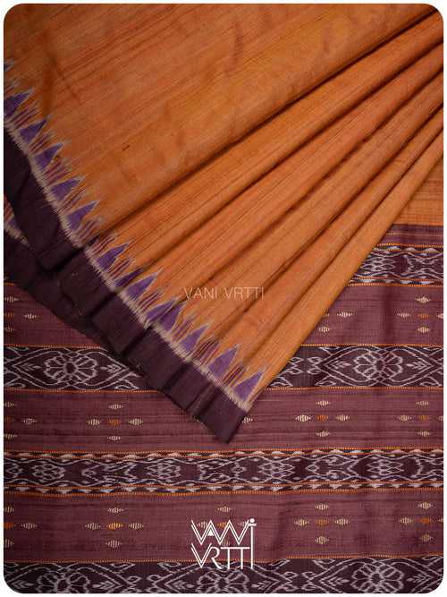 Rust Orange Nadi Handspun Tussar Silk Saree