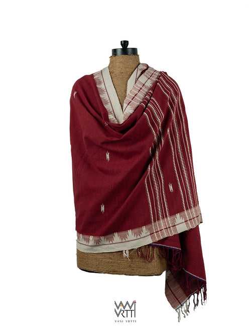 Madder Red Off White Kotpad Shawl