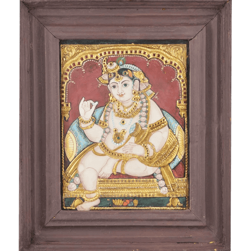 Baby Pot Butter Krishna Tanjore Painting