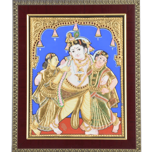 Bama Rukhmani Krishna Tanjore Painting