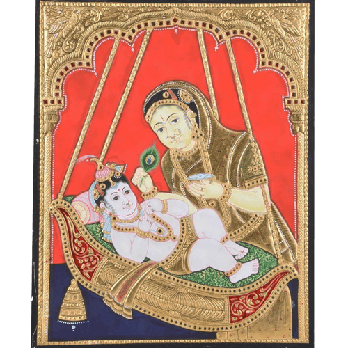 Cradle Krishna Tanjore Painting
