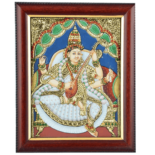 Saraswathi Tanjore Acrylic Base Painting