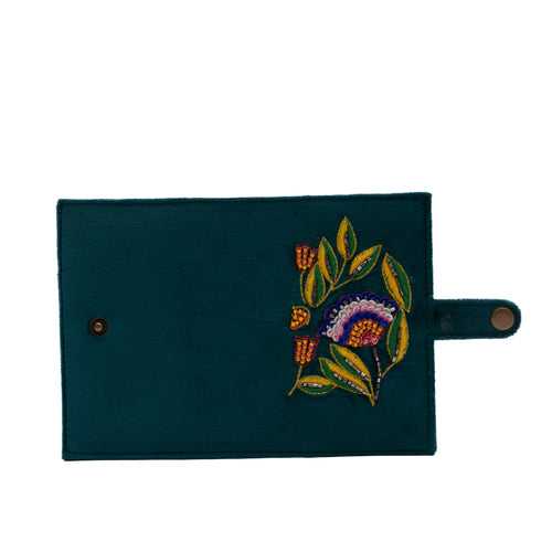 Dark teal Floral Passport Cover