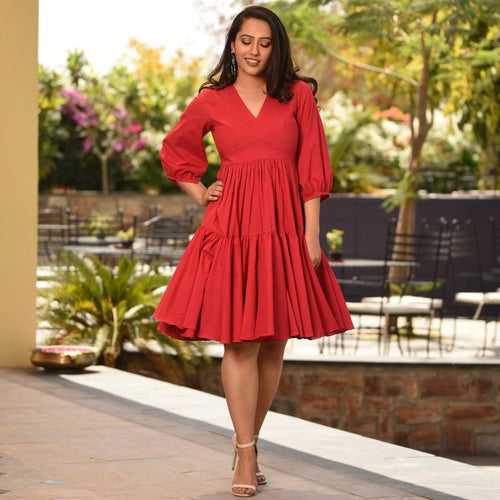Ready to wear red cotton midi Top