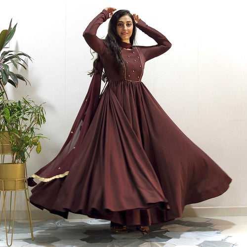 Ready to wear Brown shaded Handwork Gown