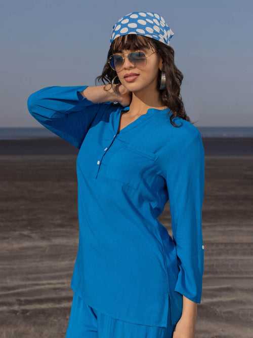 Celeste Solid Blue Top