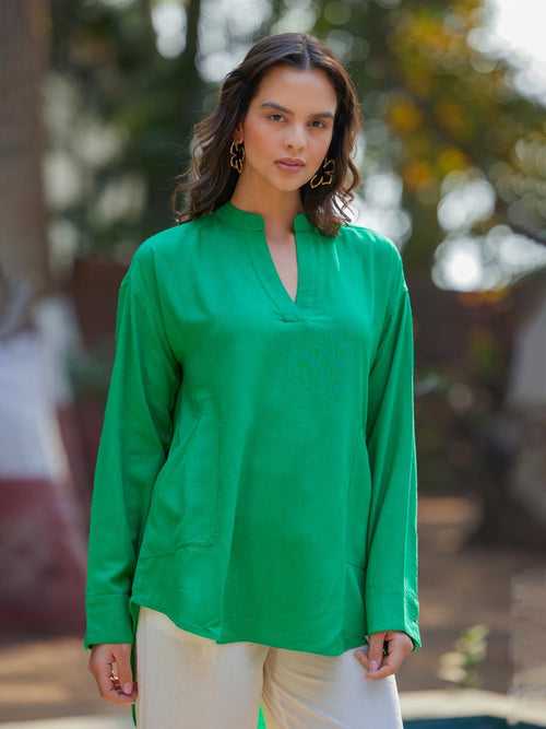 Bethany Solid Green Top