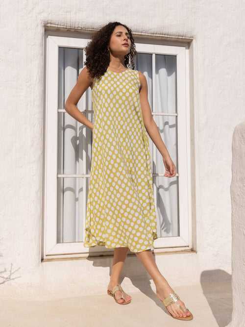 Kale Polka Sleeveless Dress