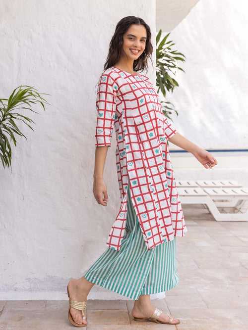 Freya Hand Block Printed Cotton Kurta