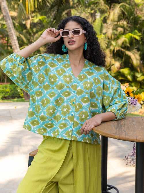 Verdure Cotton Linen Kaftan Top