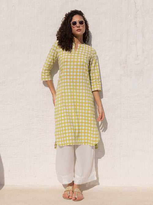 Napa Green Polka Cotton Kurta