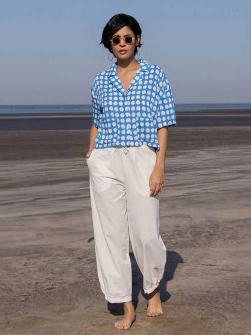 Set of 2 - Rio Blue Polka Shirt Top and Trousers