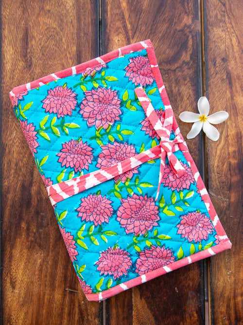 Floral Turquoise Foldable Jewellery Pouch
