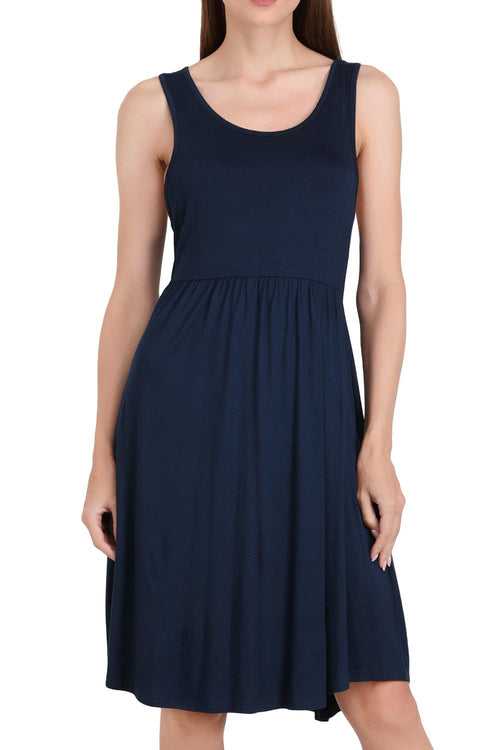 Casual Sleeveless Summer Dresses 104-Midnight Blue