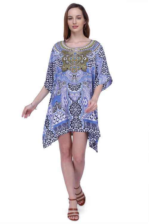 Women's Kaftan Suitable for Standard to Plus Size 158-Blue