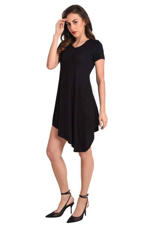 Short Sleeve T-Shirt Dress Black Small to 2XL
