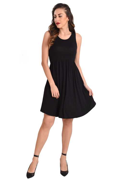 Casual Dress with Pockets, Black, small-2xl