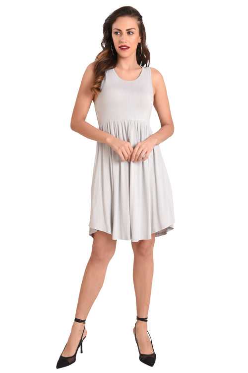 Casual Dress with Pockets, Grey, Small-2xl