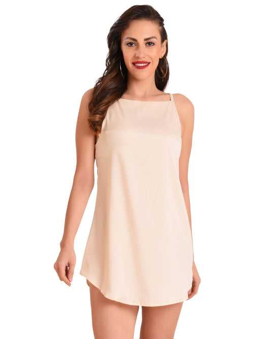 Sleeveless Halter Neck Mini Dress, Beige, Small-2xl