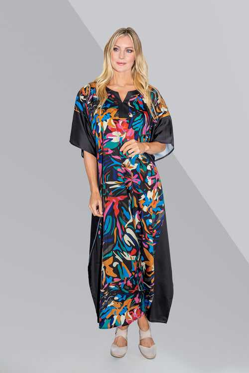 Women Kaftan Tunic Kimono Dresses Black Camo S to 3XL