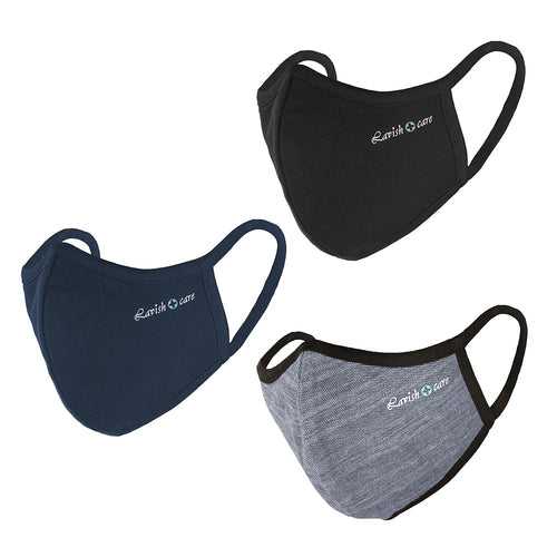 Cloth Face Mask 5 Layers Pack of 3 (Black, Blue, Grey)
