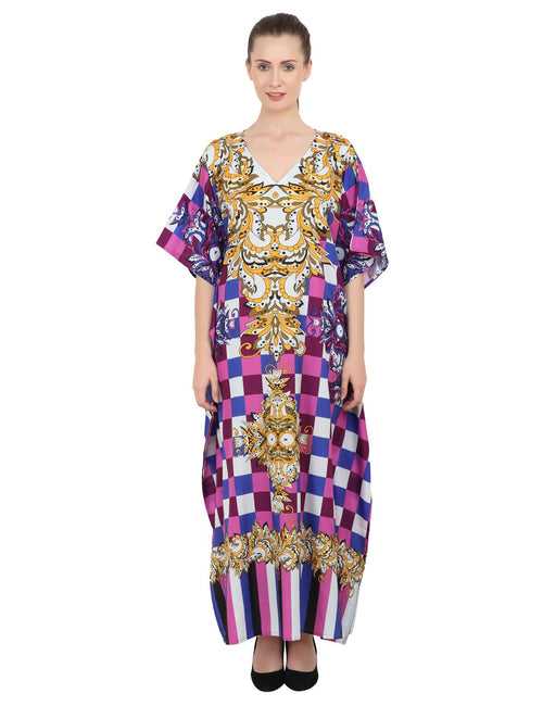 Women's Kaftans Plus Size Loungewear Long Maxi Style Dress [143-Purple]