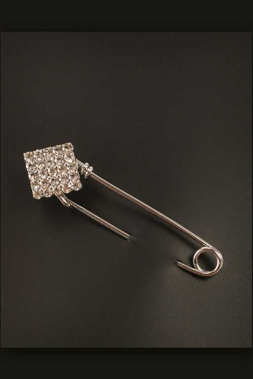 Pin with Stone Studded Square Brooch