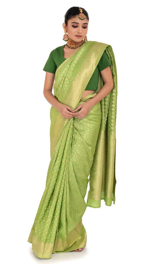 Luxurious Green Dola Khadi Saree