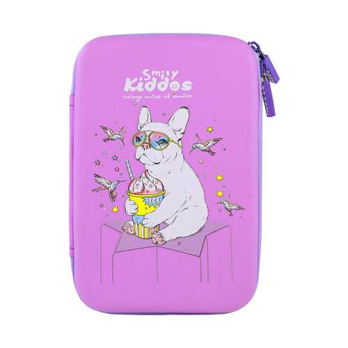 Smily Kiddos Single compartment eva pencil case - Bull Dog Purple