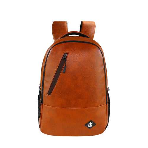 Mike Bags Faux Leather Laptop Backpack - TAN