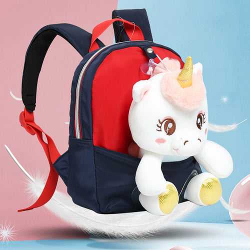 Smily kiddos Unicorn Plush toy Backpack -blue-red