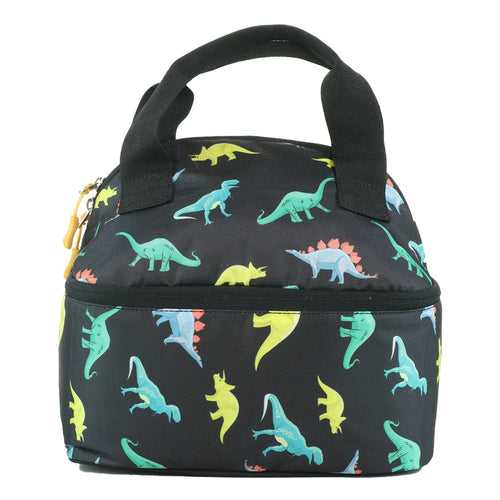 Smily Kiddos Double Decker Lunch Bag Dino Theme - Black LxWxH :25.5 X 17 X 20 CM