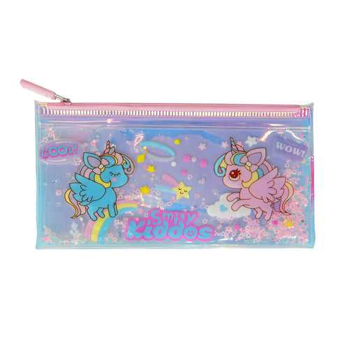 Smily Unicorn Pencil Pouch with Drift Glitter