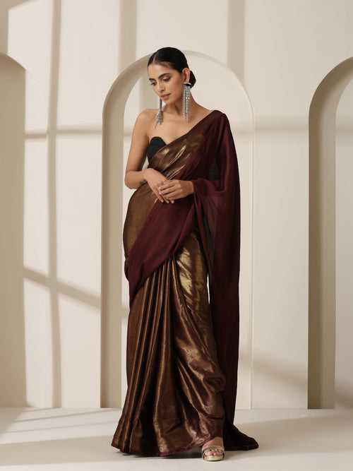 Gold Chocolate Chiffon Saree