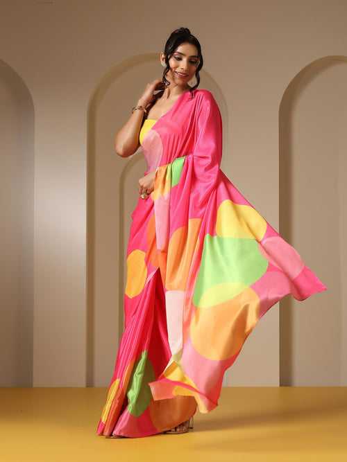 Colour Wheel Printed Saree with Blouse Fabric