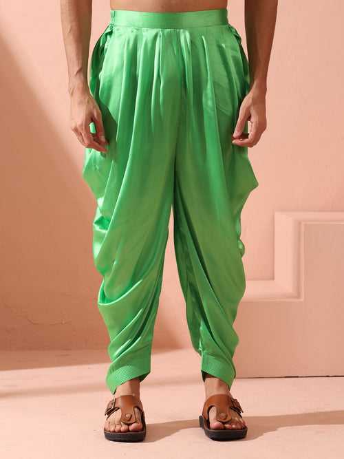 Pop Green Satin Dhoti