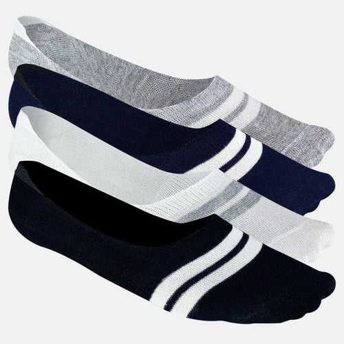 Bamboo No Show Socks for Men (Stripes) - Pack of 4